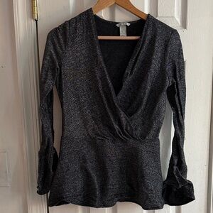 H&M Shimmering Black Wrap Blouse
